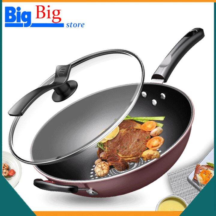 Cm Cm Cm Cm Non Stick Diamond Wok Cover Frying Pan Kitchen Iron