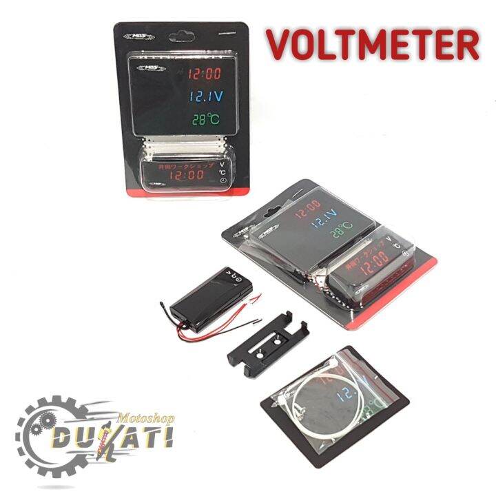 Voltmeter Aki Digital In Voltmeter Aki Jam Temperatur Suhu Lazada