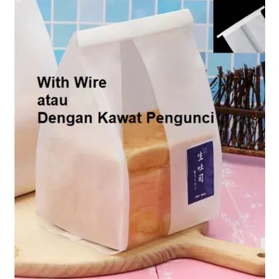 Plastik Kemasan Kantong Kertas Roti Tawar Pcs With Kawat Toast Bag