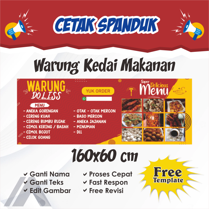 Cetak Banner Spanduk Warung Kedai Kekinian Bisa Custom X Cm