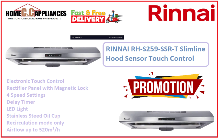 Rinnai Rh S Ssr T Slimline Hood Sensor Touch Control Free Express