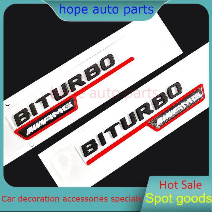 NEW Upgrade 1 Pair Letter Emblem Biturbo AMG Badge Fender Supercharge