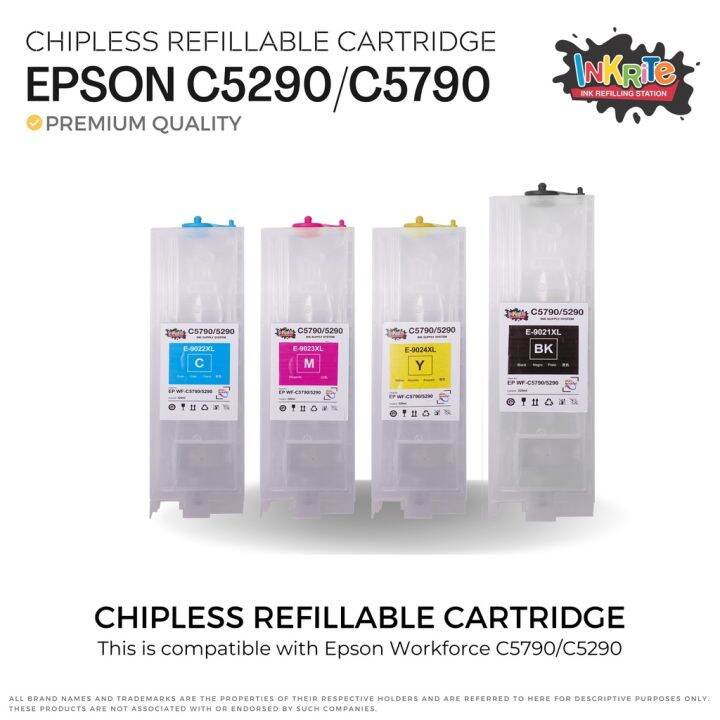 Inkrite Chipless Jumbo Refillable Ink Cartridge For Epson Wf C