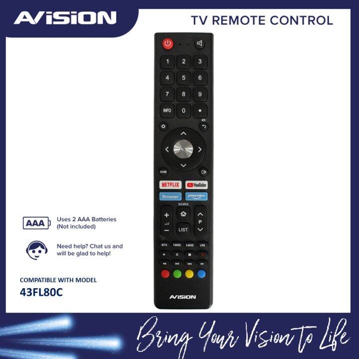 Remote Control For Avision LED TV Model 43FL80C Lazada PH