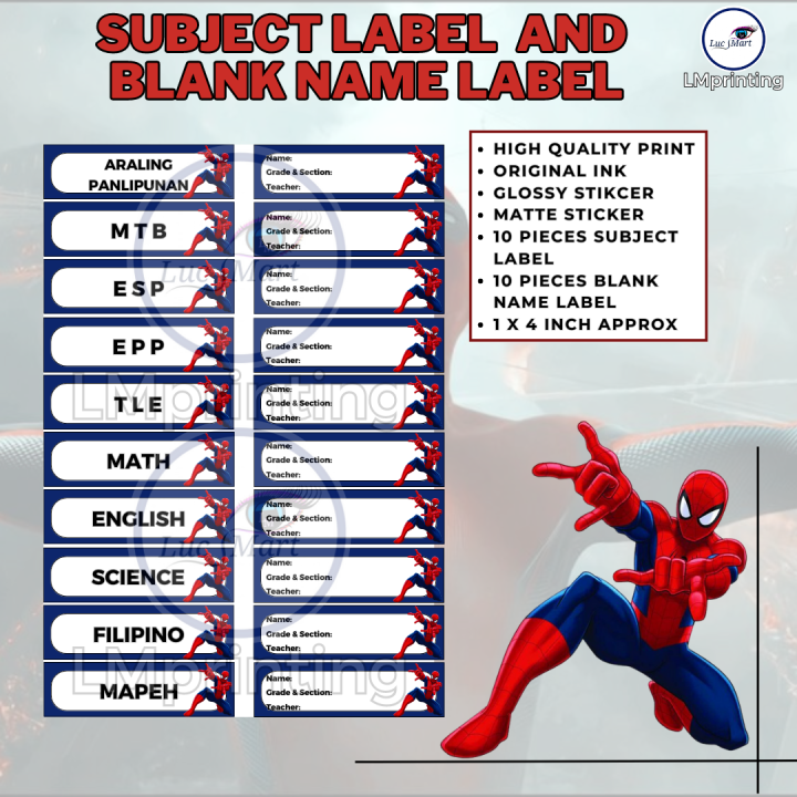 Lucsmart Fast Shipping Spiderman Themed Sticker Label And Name Label