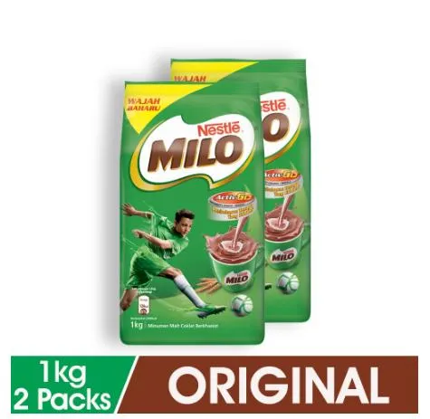 Nestle MILO Activ Go Chocolate Malt Powder Soft Pack 1kg X 2 Packs