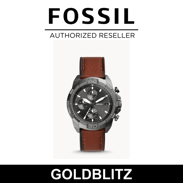 Fossil Men S FS5855 Bronson Chronograph Brown Eco Leather Watch Lazada