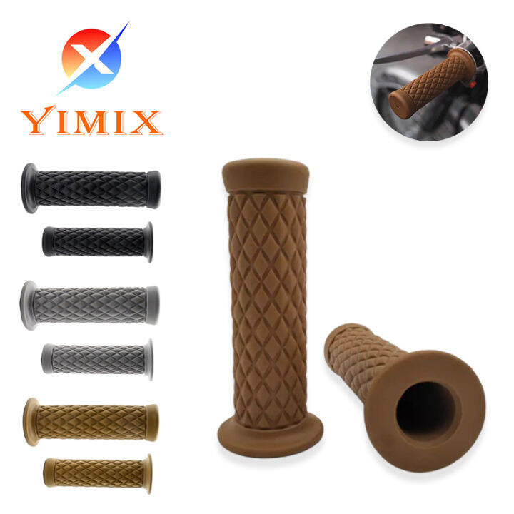 Yimix Universal Motorcycle Rubber Handle Handlebar Grip Retro 22mm