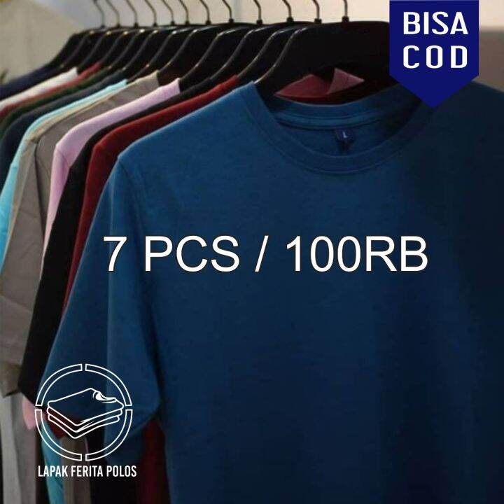 Baju Polos Kaos Polos Pria Dewasa Paket Hemat 7 Pcs 100rb Kaos