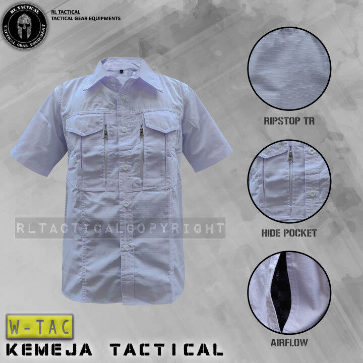 Kemeja Tactical W TAC Lengan Pendek Putih Lazada Indonesia