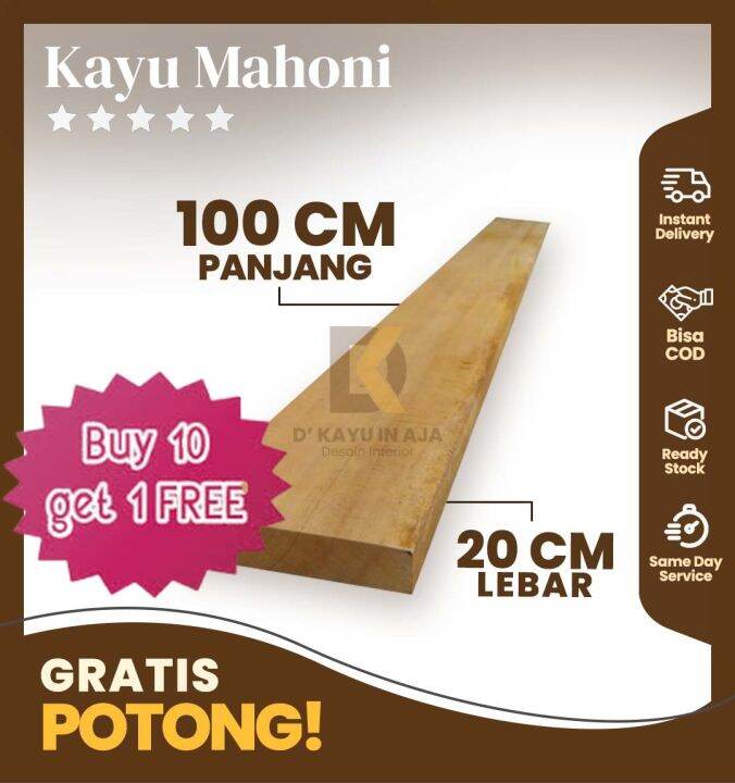 Papan Kayu Lembaran 2 Meter Mahoni Tebal 3 Cm Lebar 20cm Serut Amplas