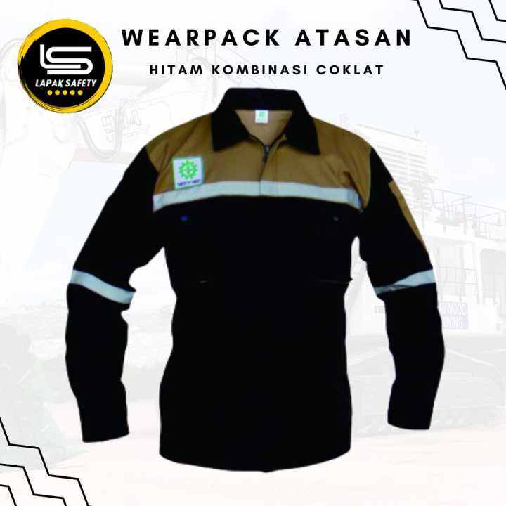 Wearpack Atasan Kemeja Safety Warna Hitam Kombinasi Coklat Lazada