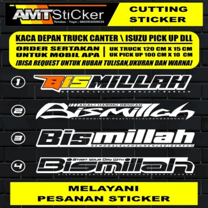 REFLEKTIF STICKER KACA DEPAN BISMILLAH PICK UP TRUCK Lazada