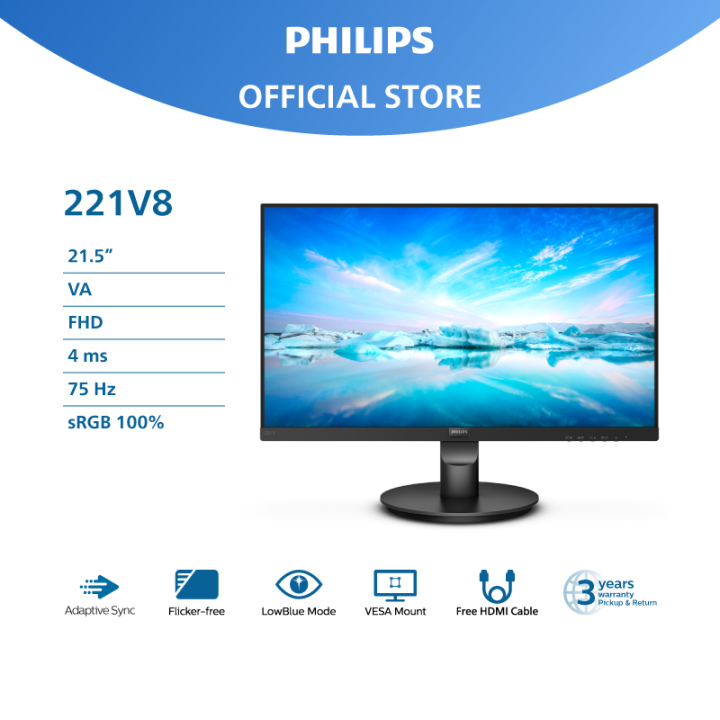 Philips 221V8 21 5 Full HD VA 75Hz Vivid Adaptive Sync LED Monitor