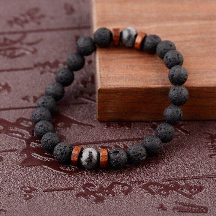 Black Lava Stone Braceletsmeditation Natural Volcanic Stone Beads