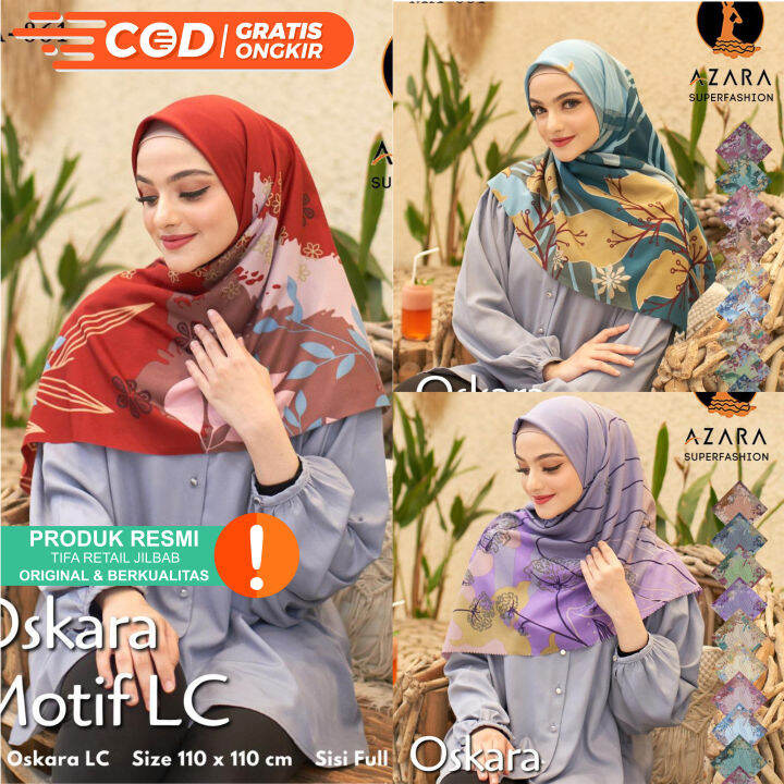 Jilbab Segi Empat Azara Oskara Motif Lc Kerudung Wanita Lazada