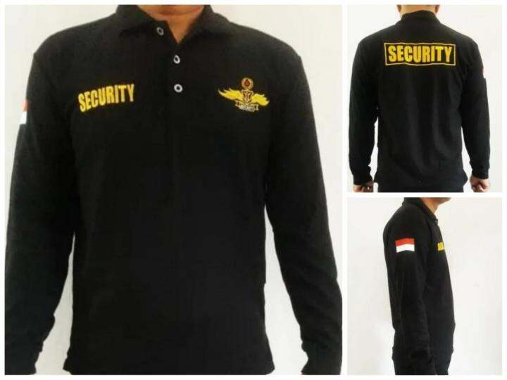 KAOS KERAH SECURITY LENGAN PANJANG LOGO WINGS Dan LOGO KUNING KERAH