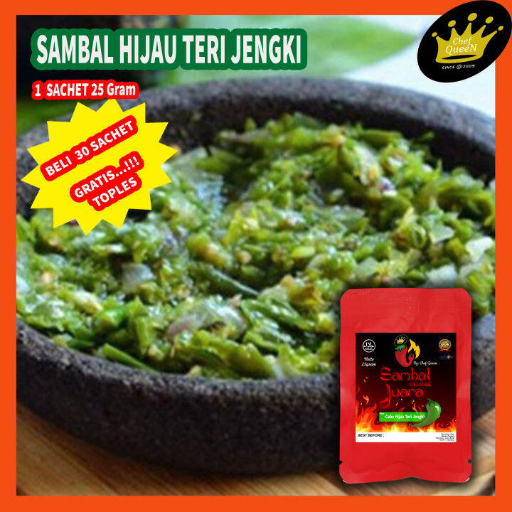 Sambal Sachet Cabe Hijau Teri Jengki Bukan Jengkol Chef Queen Sambel