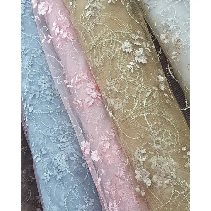 Kain Kebaya Brokat Mewah Motif Bunga Akar French Lace TILE PRANCIS