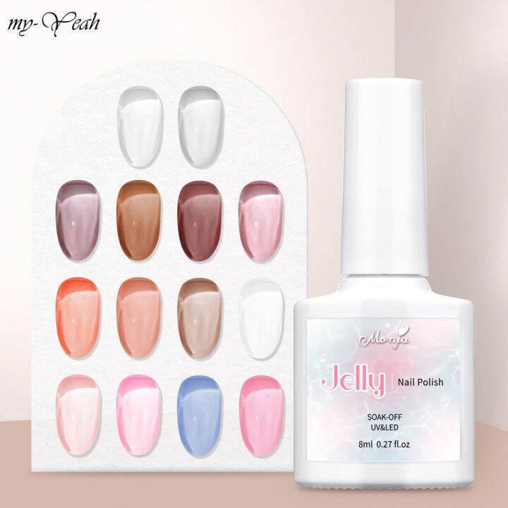 Myyeah 8ML Jelly Gel Ice Translucent Nude Pink Color For Manicure Soak