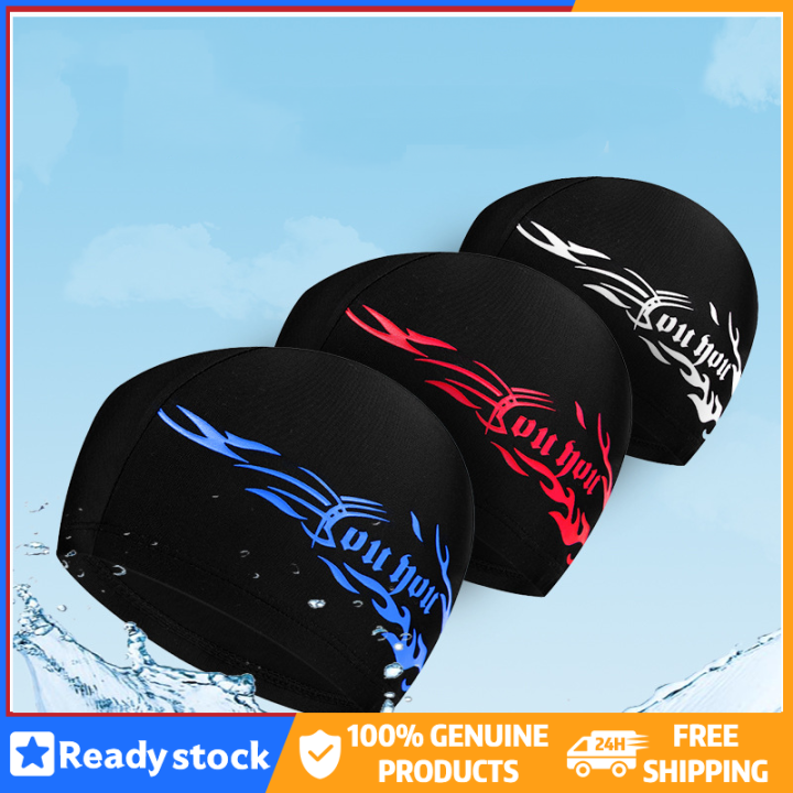 Men Swimming Caps Elastic Waterproof Pu Fabric Protect Ears Long Hair