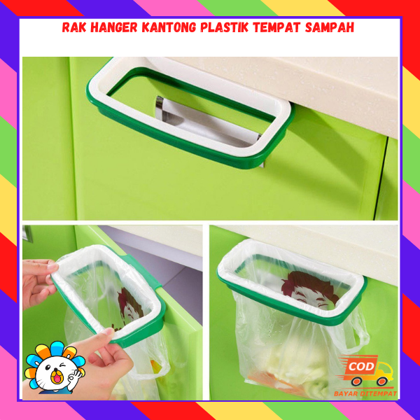 Rak Hanger Kantong Plastik Tempat Sampah White Green Tempat