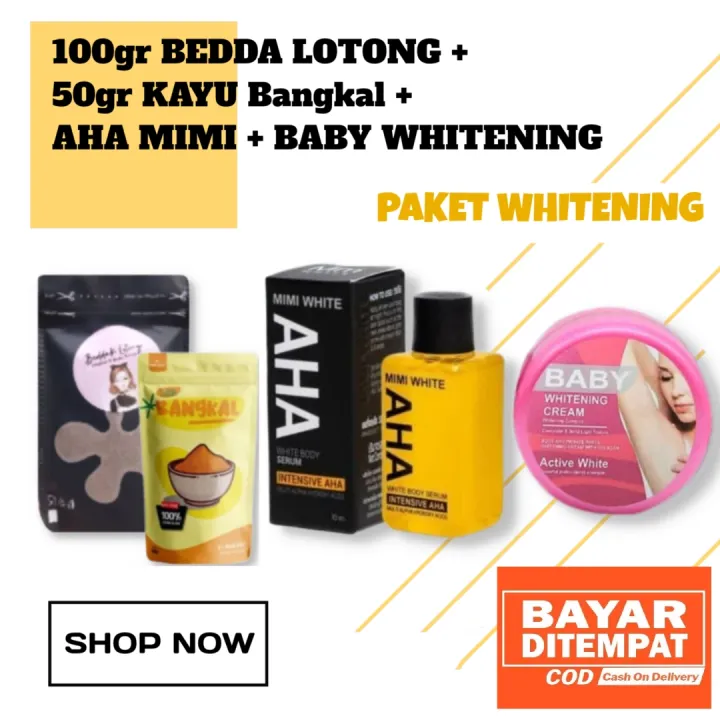 Paket Whitening 100gr Bedda Lotong 50gr Kayu Bangkal MIMI AHA