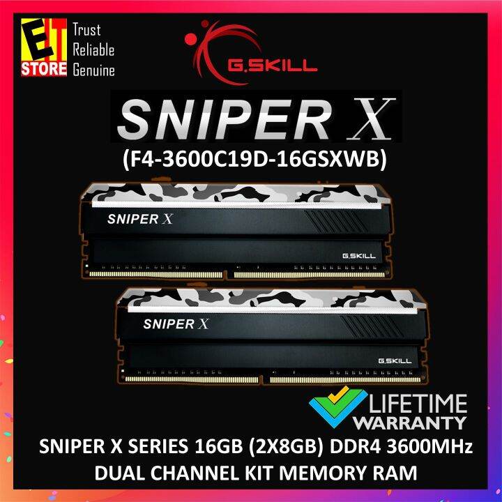 G SKILL SNIPER X SERIES 16GB DDR4 3600MHz 2X8GB DUAL CHANNEL KIT