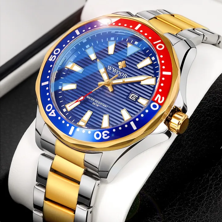 Wwoor 2022 New Luxury Military Gold Watch Mens Sports Diver Quartz