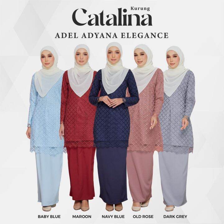 Adel Catalina Baju Kurung Moden Muslimah Dewasa Premium Como Crepe Lace