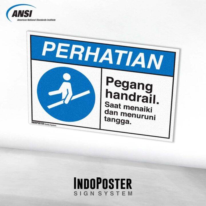 Stiker K Safety Sign Ansi Gunakan Handrail Saat Naik Turun Tangga