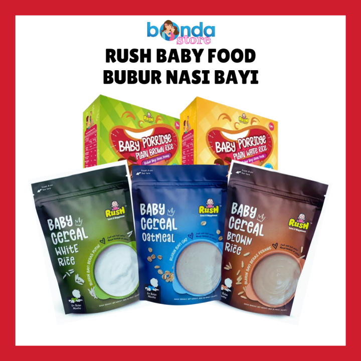 Rush Baby Bubur Nasi Bayi Serbuk Beras Putih Perang Oat Bijirin Beras