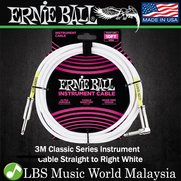 Ernie Ball 6049 Classic Series Instrument Cable Straight To Right For