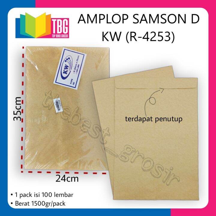 1 PACK 100 LEMBAR AMPLOP SAMSON D KW MAP KERTAS COKLAT KRAFT R