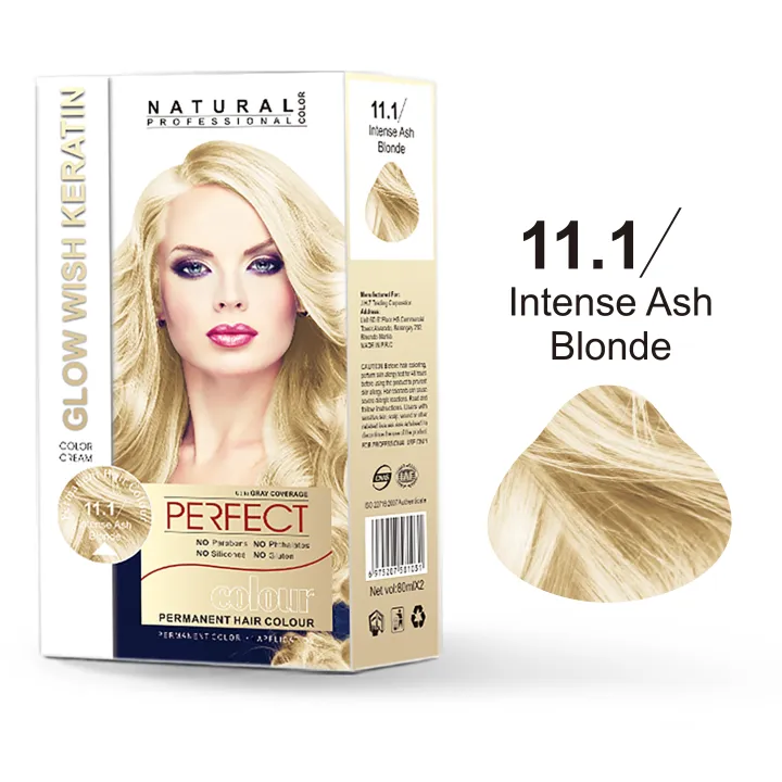 Intense Ash Blonde Permanent Hair Color Set Glow Wish Keratin