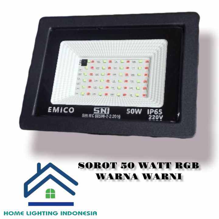 Lampu Sorot Led RGB 50w MODEL BESAR Warna Warni Flood Light Full Color