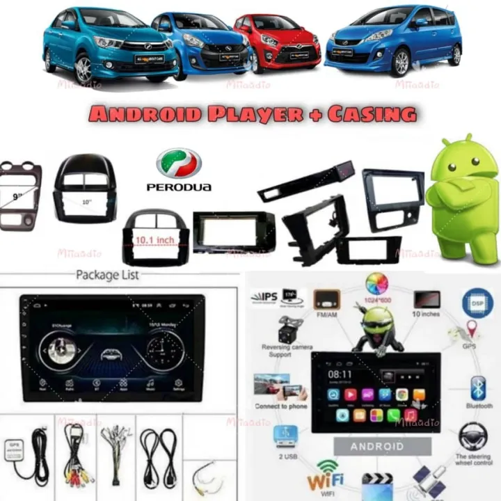 Player Casing Perodua 2 16G 9 INCH 10INCH IPS 2 5D Full HD Screen