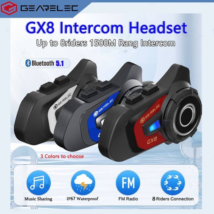 Gearelecgx Motorcycle Helmet Intercom Headset Up To Riders Group