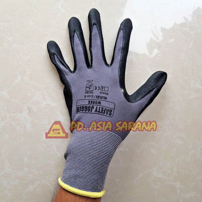 Sarung Tangan Kerja Safety KRISBOW Gloves Nylon Nitrile Lazada