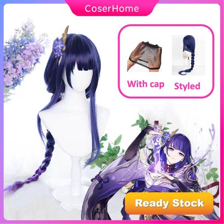 Manmei Genshin Impact Raiden Shogun Cosplay Purple Cm Wigs Raiden Ei