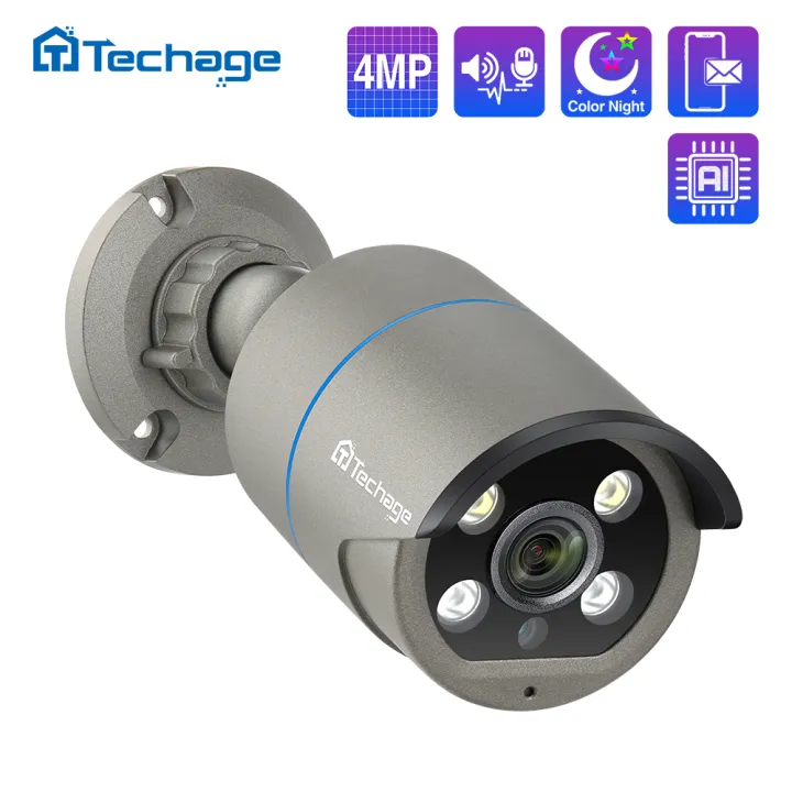 Techage H Mp Two Way Audio Poe Ip Security Camera Ip Waterproof