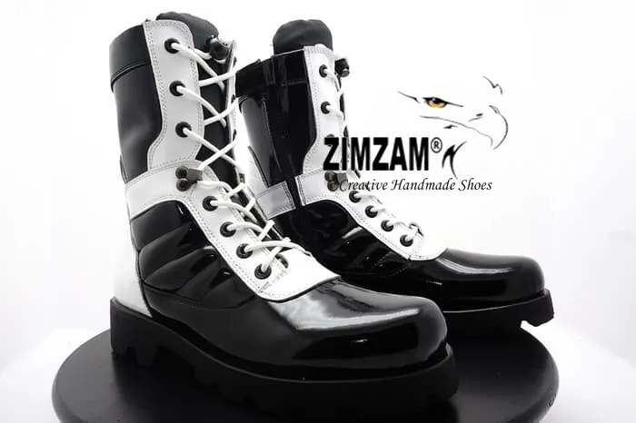 Sepatu Pdh Zimzam Pdl Pdh Provost Sr Kulit Sapi Hitam Putih Sol Radial