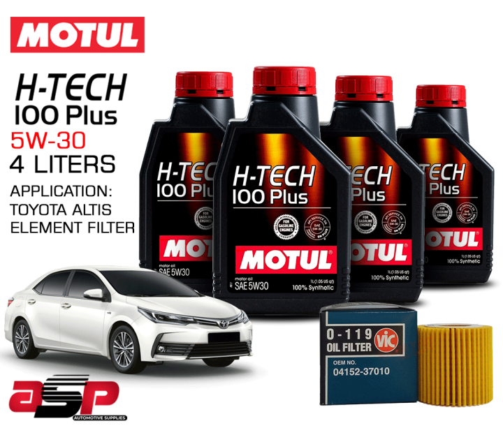 Motul H Tech 100 Plus 5W 30 Gasoline Oil API SP 4 Liters Bundle For