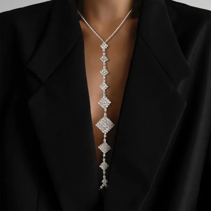 Sexy Geometry Body Chain Necklace Harness Crystal Chest Jewelry