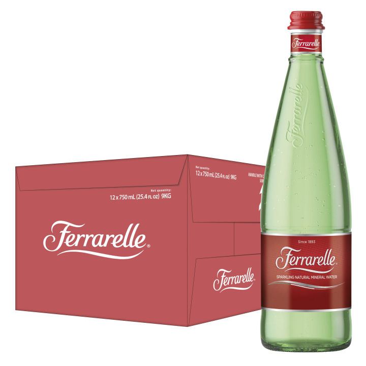 Ferrarelle Sparkling Natural Mineral Water 750 ML 12 Glass Bottles