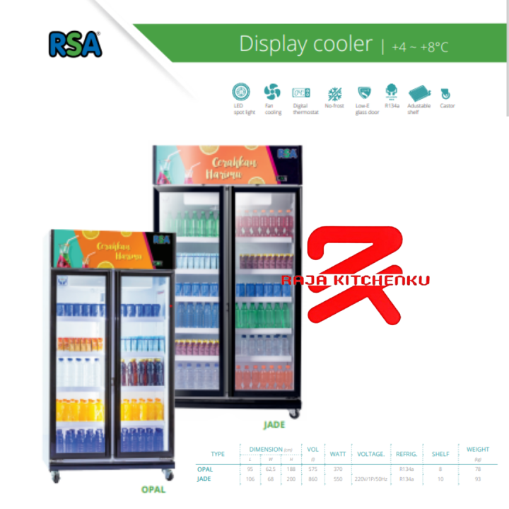 RSA SHOWCASE COOLER JADE Chiller 2 Pintu Display Cooler Minuman