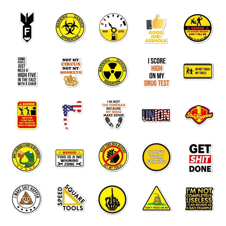 50 Pack Hard Hat Stickers Funny Construction Electrician Helmet Tool