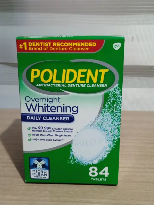 Polident Overnight Whitening Antibacterial Denture Cleanser Tablets