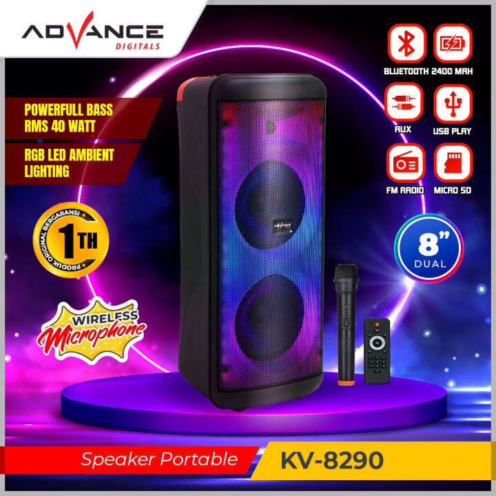 Advance Kv Speaker Aktif Bluetooth Free Mic Karoke Rgb Light