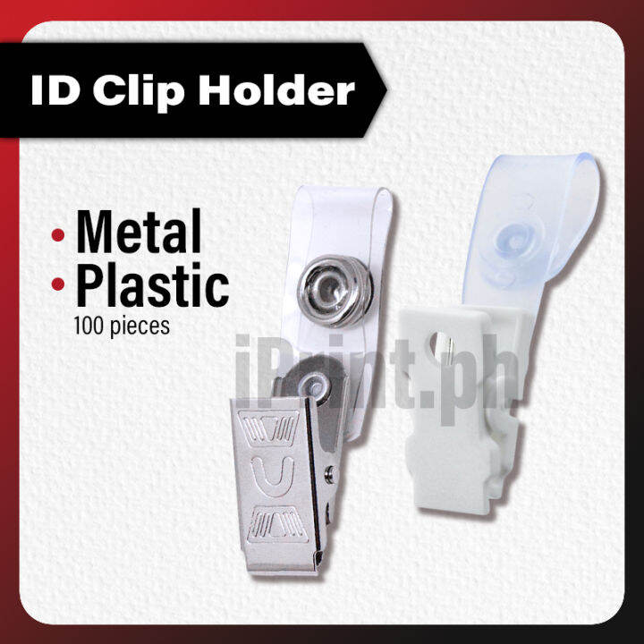 IPrint 100pcs ID Clip Holder Plastic Metal Clip For Id Cards